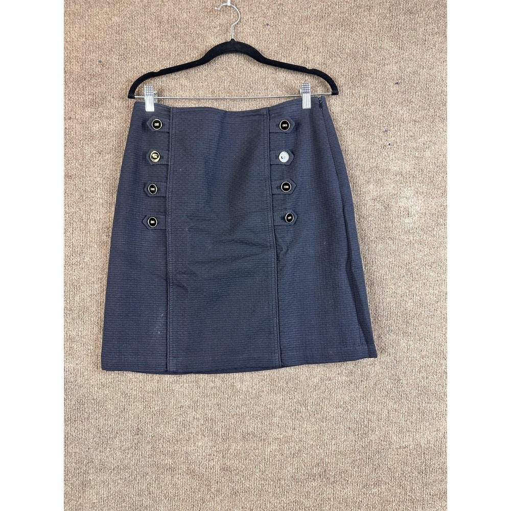 J. McLaughlin Skirt Womens 8 Blue Straight & Pencil Knit Lined Button Zip